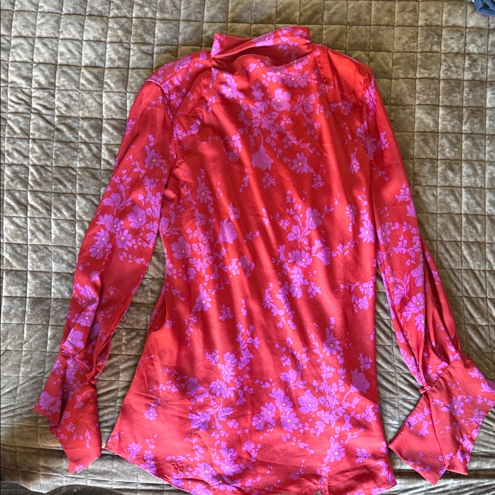 Free People Floral Red and Pink Women's dress